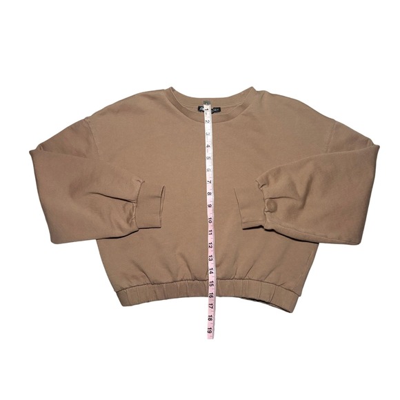 ZARA Brown Cropped Crewneck Sweatshirt Womens Size L - Picture 4 of 6